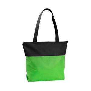 PolyPro Two-Tone Zippered Tote Bag Black/Green, Lime
