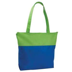 PolyPro Two-Tone Zippered Tote Bag Green, Lime/Blue, Royal