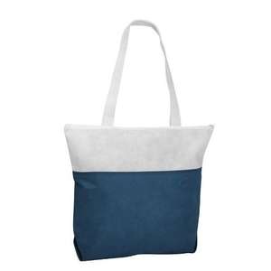 PolyPro Two-Tone Zippered Tote Bag White/Blue, Navy