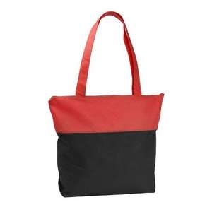 PolyPro Two-Tone Zippered Tote Bag Red/Black