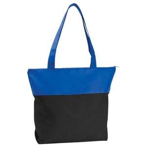 PolyPro Two-Tone Zippered Tote Bag Blue, Royal/Black