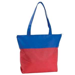 PolyPro Two-Tone Zippered Tote Bag Blue, Royal/Red