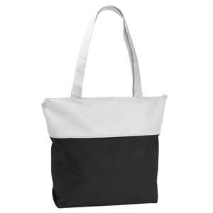 PolyPro Two-Tone Zippered Tote Bag White/Black
