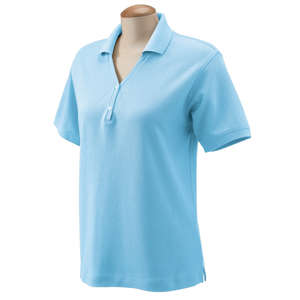 Devon and Jones Women's Short Sleeve Polo Shirt Blue, Light