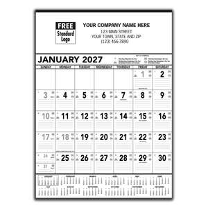 Custom Promotional Black & White Contractor Memo Calendar - 2013