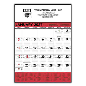 Custom Promotional Red & Black Contractor's Memo (13-sheet) Calendar - 2013