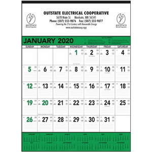 Custom Promotional Green & Black Contractor's Memo (13-sheet) Calendar - 2013