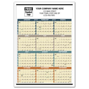 Custom Promotional Time Management Span-A-Year (Non-Laminated) Calendar - 2013