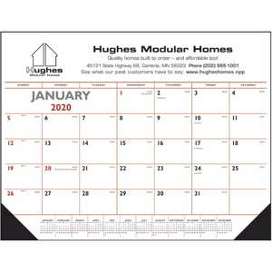 Custom Promotional Desk Pad with Vinyl Corners (Red & Black) Calendar - 2013