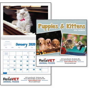 Custom Promotional Puppies & Kittens Pocket Calendar - 2013