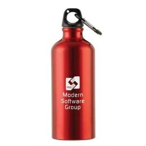 Custom Promotional Metalica Aluminum Water Bottle with Carabiner - 20 oz.