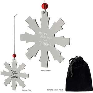 Custom Promotional Silver Snowflake Ornament