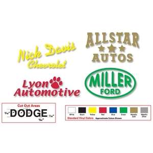 Custom Promotional Vinyl Cut Car-Cals - 9 Sq. In. or Less