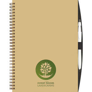 Custom Promotional FastBook Large Hardcover NoteBook with PenPort - 70 Sheets, 7" x 10"