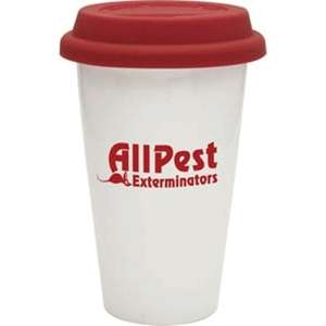 Double Wall Porcelain Cup with Lid 