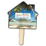 Promotional Fans - House Shaped Hand Fan, Full Color Digital