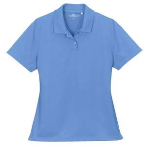 Women's Vansport Omega Solid Mesh Tech Polo Blue, Carolina