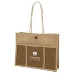 Imprinted Bags - Jute Panel Pocket Tote