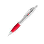 Logo Writing Instruments - Curvaceous Silver Matte Ballpoint