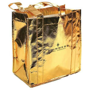 Custom Promotional Metallic Gold Shopper Tote Bag