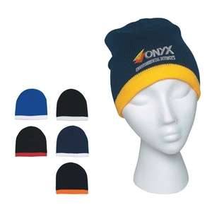 Knit Beanie with Stripe
