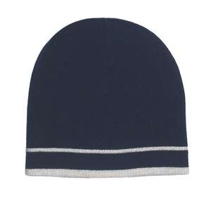 Knit Beanie with Double Stripes