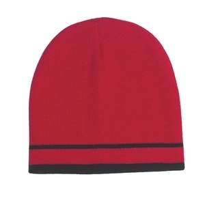 Knit Beanie with Double Stripes