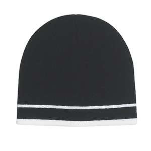 Knit Beanie with Double Stripes