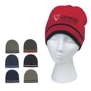 Knit Beanie with Double Stripes