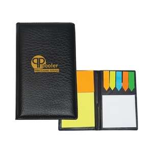 Leather Look Padfolio with Sticky Note Pads and Flags