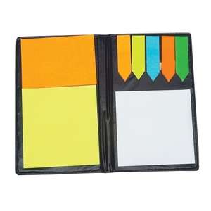 Leather Look Padfolio with Sticky Note Pads and Flags