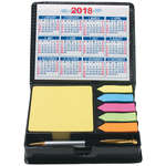 Personalized Memo Holders & Dispensers - Square Leather Look Case Of Sticky Notes with Calendar and Pen