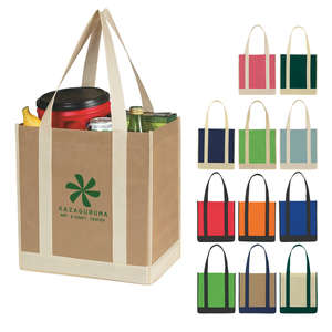 Custom Promotional Non-Woven Two-Tone Shopper Tote Bag