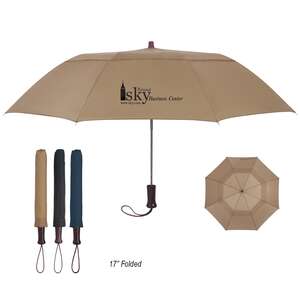 Custom Promotional 44" Arc Telescopic Folding Wood Handle Umbrella