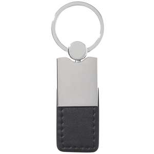 Metal/Simulated Leather Key Tag 