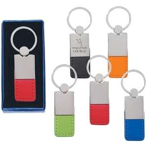 Metal/Simulated Leather Key Tag 