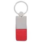 Promotional Metal Keychains - Metal/Simulated Leather Key Tag