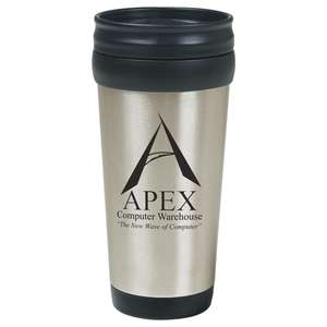 16 Oz Stainless Steel Tumbler with Slide Action Lid and Plastic Inner Liner 