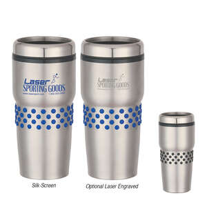 Custom Promotional 16 Oz Stainless Steel Tumbler with Dotted Rubber Grip