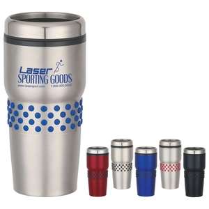 16 Oz Stainless Steel Tumbler with Dotted Rubber Grip