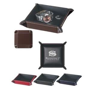 Custom Promotional Pebbled Grain Leather Look Foldable Tray