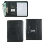 Imprinted Portfolios, Padfolios & Writing Pads - Leather Look 8-1/2" X 11" Zippered Portfolio with Calculator