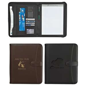 Pebble Grain 8-1/2" X 11" Zippered Portfolio with Calculator 