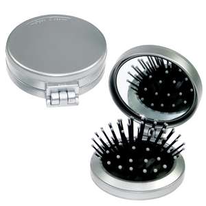 2 in 1 Round Brush/Mirror - Silver