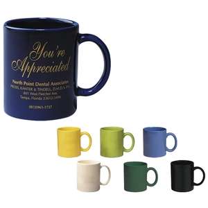 11 Oz Colored Stoneware Mug with C-Handle