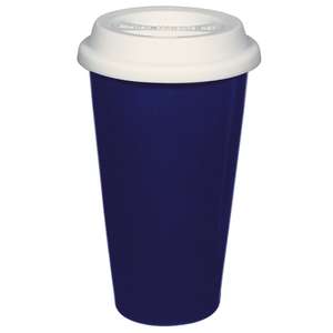 Custom Promotional 11 Oz Double Wall Ceramic Mug with Silicone Lid