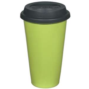 11 Oz Double Wall Ceramic Mug with Silicone Lid