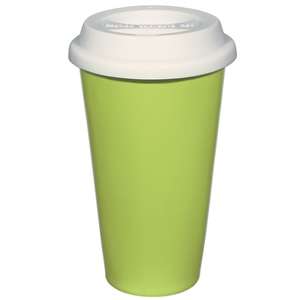 11 Oz Double Wall Ceramic Mug with Silicone Lid