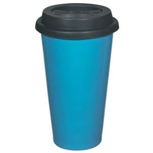 11 Oz Double Wall Ceramic Mug with Silicone Lid