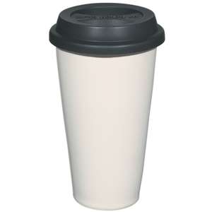 11 Oz Double Wall Ceramic Mug with Silicone Lid